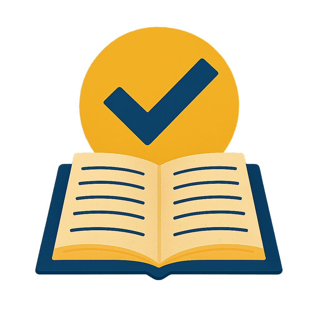 Book with checkmark icon